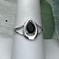 Black Tourmaline Rings - Size 8 Teardrop Pear Faceted & Band - Prong Claw Set Sterling Silver
