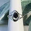 Black Tourmaline Rings - Size 9 Teardrop Pear Faceted & Band - Prong Claw Set Sterling Silver