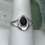 Black Tourmaline Rings - Size 6 Teardrop Pear Faceted & Band - Prong Claw Set Sterling Silver