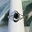 Black Tourmaline Rings - Size 5 Teardrop Pear Faceted & Band - Prong Claw Set Sterling Silver