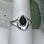 Black Tourmaline Rings - Size 9 Teardrop Pear Faceted & Band - Prong Claw Set Sterling Silver