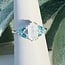 Swiss Blue Topaz & Rainbow (White) Moonstone - Size 6 Elongated Hexagon (Beatrice Long Marquise) Faceted Claw Prong Set - Sterling Silver