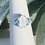 Swiss Blue Topaz & Rainbow (White) Moonstone - Size 7 Elongated Hexagon (Beatrice Long Marquise) Faceted Claw Prong Set - Sterling Silver