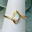 Rainbow (White) Moonstone Rings - Size 8 Pear Teardrop Faceted - Marquise Band 18k Gold Vermeil