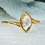 Rainbow (White) Moonstone Rings - Size 4 Pear Teardrop Faceted - Marquise Band 18k Gold Vermeil