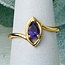 Amethyst Rings - Size 7 Pear Teardrop Faceted - Marquise Band 18k Gold Vermeil