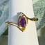 Amethyst Rings - Size 8 Pear Teardrop Faceted - Marquise Band 18k Gold Vermeil