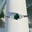 Emerald & Moissanite Rings - Size 6 Oval & Round Circle Faceted - Claw Prong Set Sterling Silver