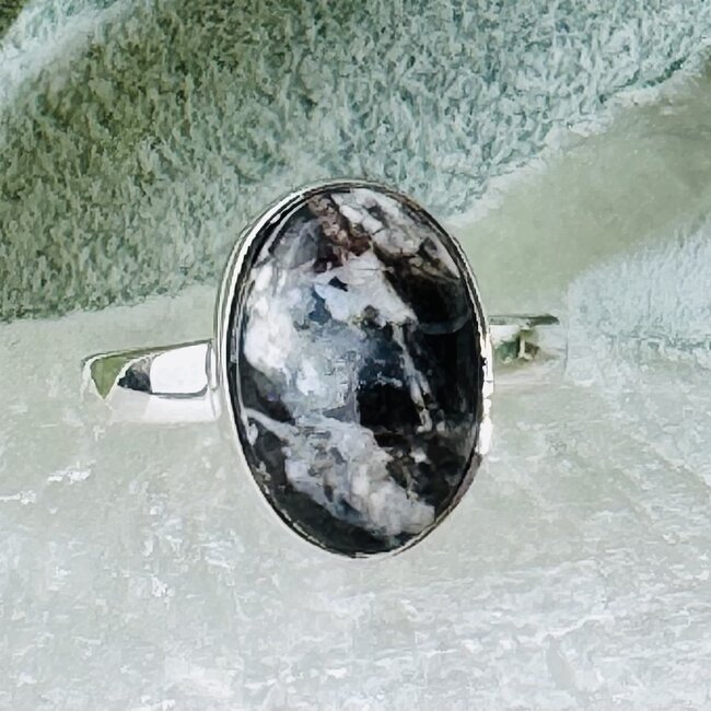 White Buffalo Turquoise Rings - Size 5 Oval Bezel Set - Sterling Silver