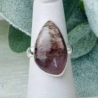 Super Seven 7 Rings - Size 5 "Teardrop Pear'  Bezel Set - Sterling Silver