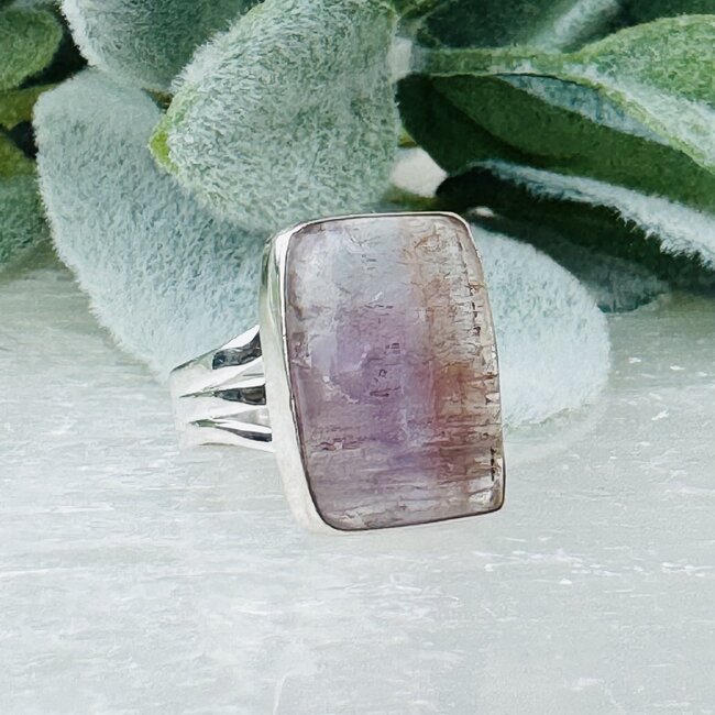 Super Seven 7 Rings - Size 5 Rectangle Bezel Set - Sterling Silver