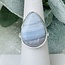 Blue Lace Agate Rings - Size 7 #2 Teardrop Pear Bezel Set - Sterling Silver