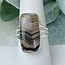 Grey Botswana Agate Rings - Size 8 Rectangle Bezel Set - Triple Band Sterling Silver