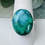 Malachite & Chrysocolla Rings - Size 10 Oval Bezel Set - Sterling Silver