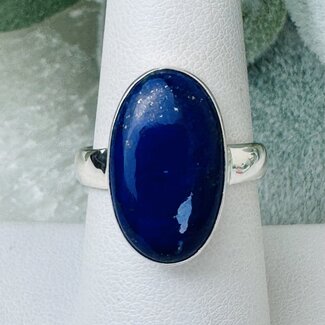 Lapis Lazuli Rings - Size 8 Oval Bezel Set - Sterling Silver