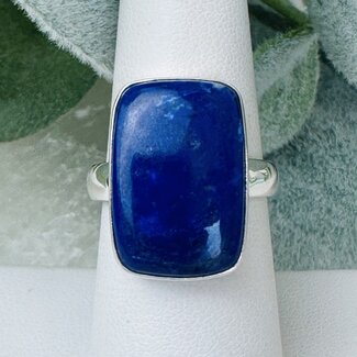 Lapis Lazuli Rings - Size 8 Rectangle Bezel Set - Sterling Silver