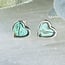 Blue Butterfly Wing Earrings - Heart Studs Bezel Set - Sterling Silver