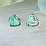 Blue Butterfly Wing Earrings - Heart Studs Bezel Set - Sterling Silver