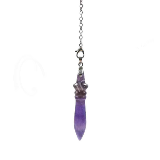 Amethyst Pendulums - Egyptian Cone Point - Silver Bead & Chain 9-10" Divination Dowsing
