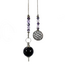 Amethyst Pendulums - Round Sephoroton Faceted Beaded Silver Chain Flower of Life Charm 11" - Dowsing Divination