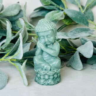 Green Aventurine Shy Buddha - 4" Carving Figurine