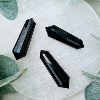 Shungite Vogels - Faceted (16 Sided) Double Terminated DT Points Wands 2.5" Medium