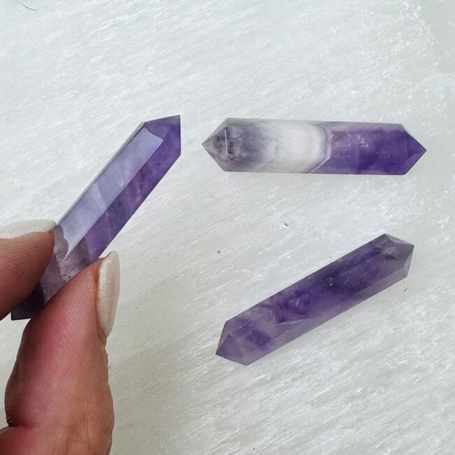 Amethyst Double Terminated DT Points - Small Faceted Wands Vogel 1.5-2"