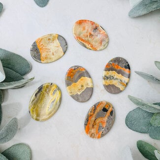 Bumblebee Bumble Bee Jasper Worry (Thumb Fidget Relaxation Pocket) Stones - Large Oval