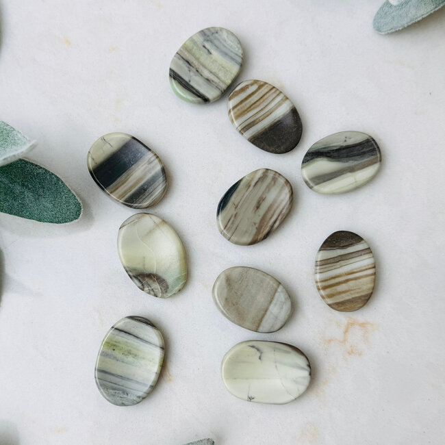 Infinite Serpentine Worry (Thumb Fidget Relaxation Pocket) Stones - Small Oval