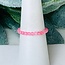 Rose Quartz Rings - 2mm Adjustable Beaded Stretch Silver Bead Women (Color Enhanced)