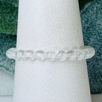Clear (Crystal) Quartz Rings - 2mm Adjustable Beaded Stretch Silver Bead Women
