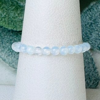 Opalite Rings - 2mm Adjustable Beaded Stretch Silver Bead Women