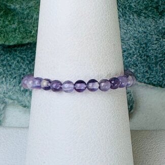 Amethyst Rings - 2mm Adjustable Beaded Stretch Silver Bead Women