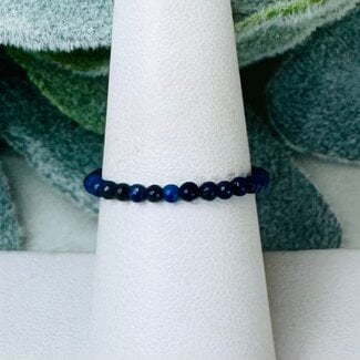 Sodalite Rings - 2mm Adjustable Beaded Stretch Silver Bead Women
