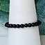 Black Obsidian Rings - 2mm Adjustable Beaded Stretch Silver Bead Women