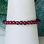 Red Garnet Rings - 2mm Adjustable Beaded Stretch Silver Bead Women