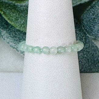 Green Aventurine Rings - 2mm Adjustable Beaded Stretch Silver Bead Women