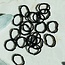 Black Obsidian Rings - 2mm Adjustable Beaded Stretch Silver Bead Women