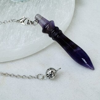 Amethyst Pendulums - Egyptian Cone Point - Silver Bead & Chain 9-10" Divination Dowsing