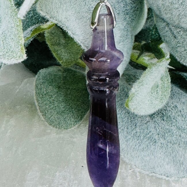 Amethyst Pendulums - Egyptian Cone Point - Silver Bead & Chain 9-10" Divination Dowsing