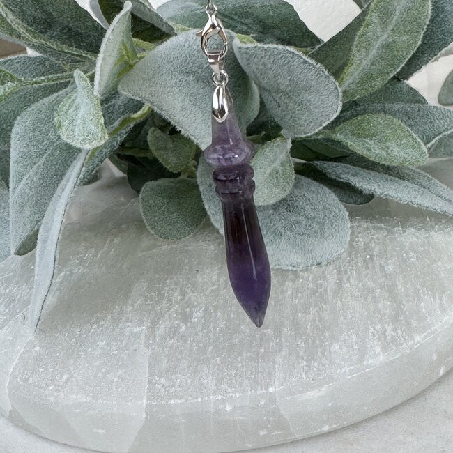 Amethyst Pendulums - Egyptian Cone Point - Silver Bead & Chain 9-10" Divination Dowsing