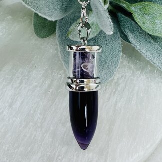 Amethyst Pendulums - Drop Chambered Chips Cone Point - Silver Bead & Chain 9-10" Divination Dowsing
