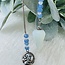 Opalite Pendulums - Hexagonal Faceted Cone Point Blue Beads Sun & Moon Charm - Silver Chain Divination Dowsing