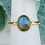 Labradorite Rings - Size 6 Faceted Free Form Bezel Set - 18k Gold Vermeil