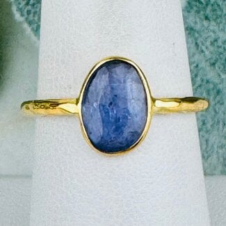Tanzanite Rings - Size 7 Faceted Free Form Bezel Set - 18k Gold Vermeil