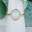 Rainbow (White) Moonstone Rings - Size 7 Faceted Free Form Bezel Set - 18k Gold Vermeil