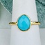 Kingman Turquoise Rings - Size 8 Faceted Free Form Bezel Set - 18k Gold Vermeil