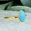 Kingman Turquoise Rings - Size 8 Faceted Free Form Bezel Set - 18k Gold Vermeil