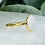 Rainbow (White) Moonstone Rings - Size 7 Faceted Free Form Bezel Set - 18k Gold Vermeil