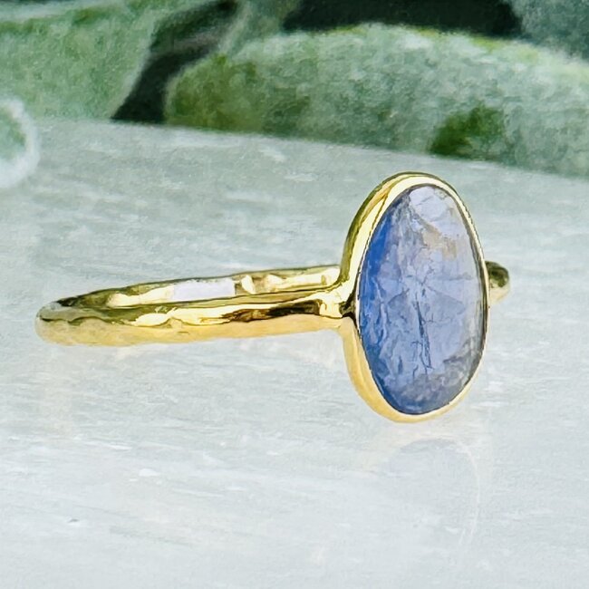 Tanzanite Rings - Size 7 Faceted Free Form Bezel Set - 18k Gold Vermeil
